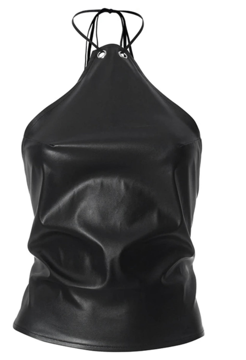 Faux leather halter top