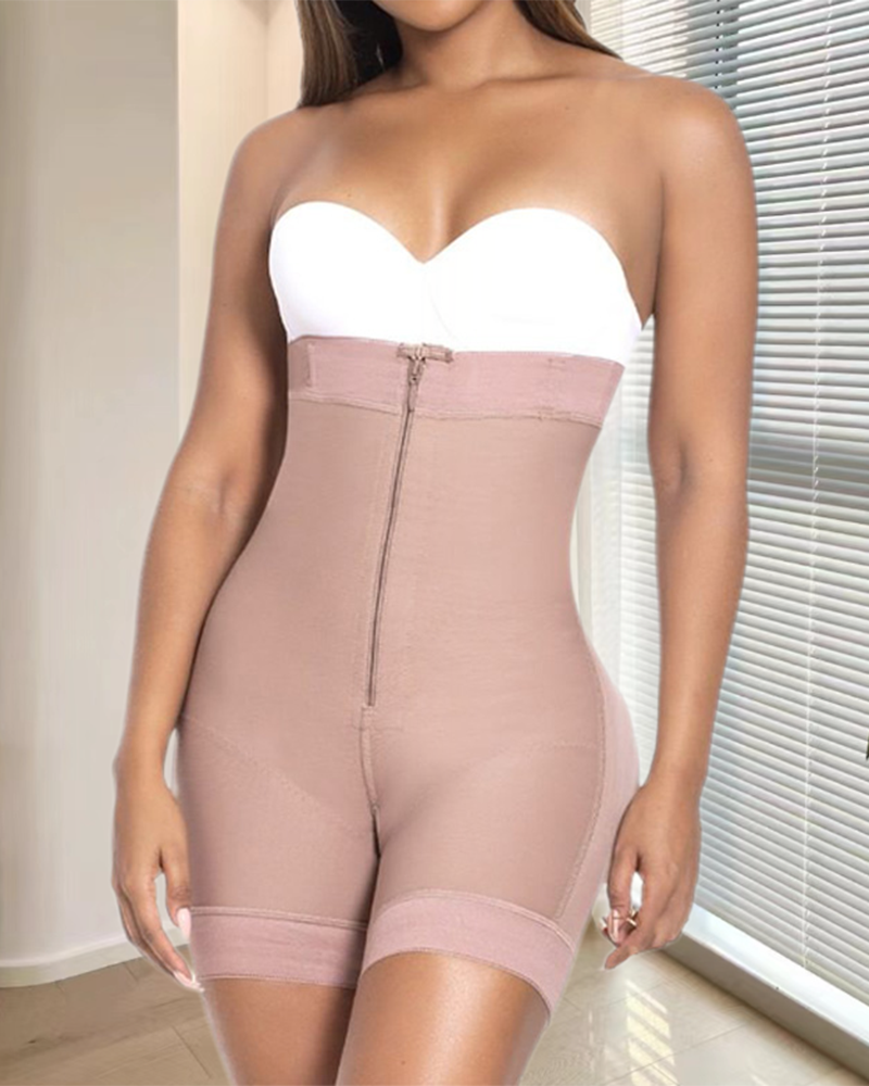 High Waisted Tummy Control Waist Trainer Shaping Shorts RosyBrown