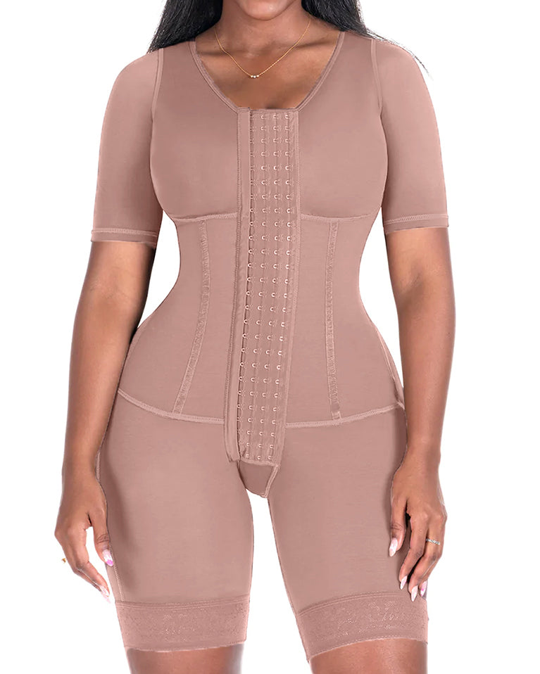 Mid Thigh With Attached Bra & Arms Shapewear RosyBrown