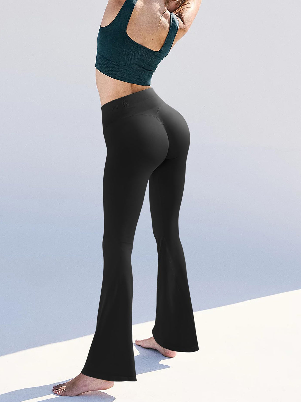 Fashion Ribbed Wide-leg Flared Yoga Leggings