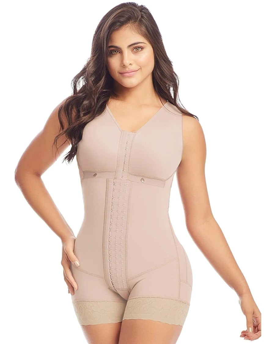 Adjustable Tummy Control Hook And Eye Closure Bodyshaper Beige