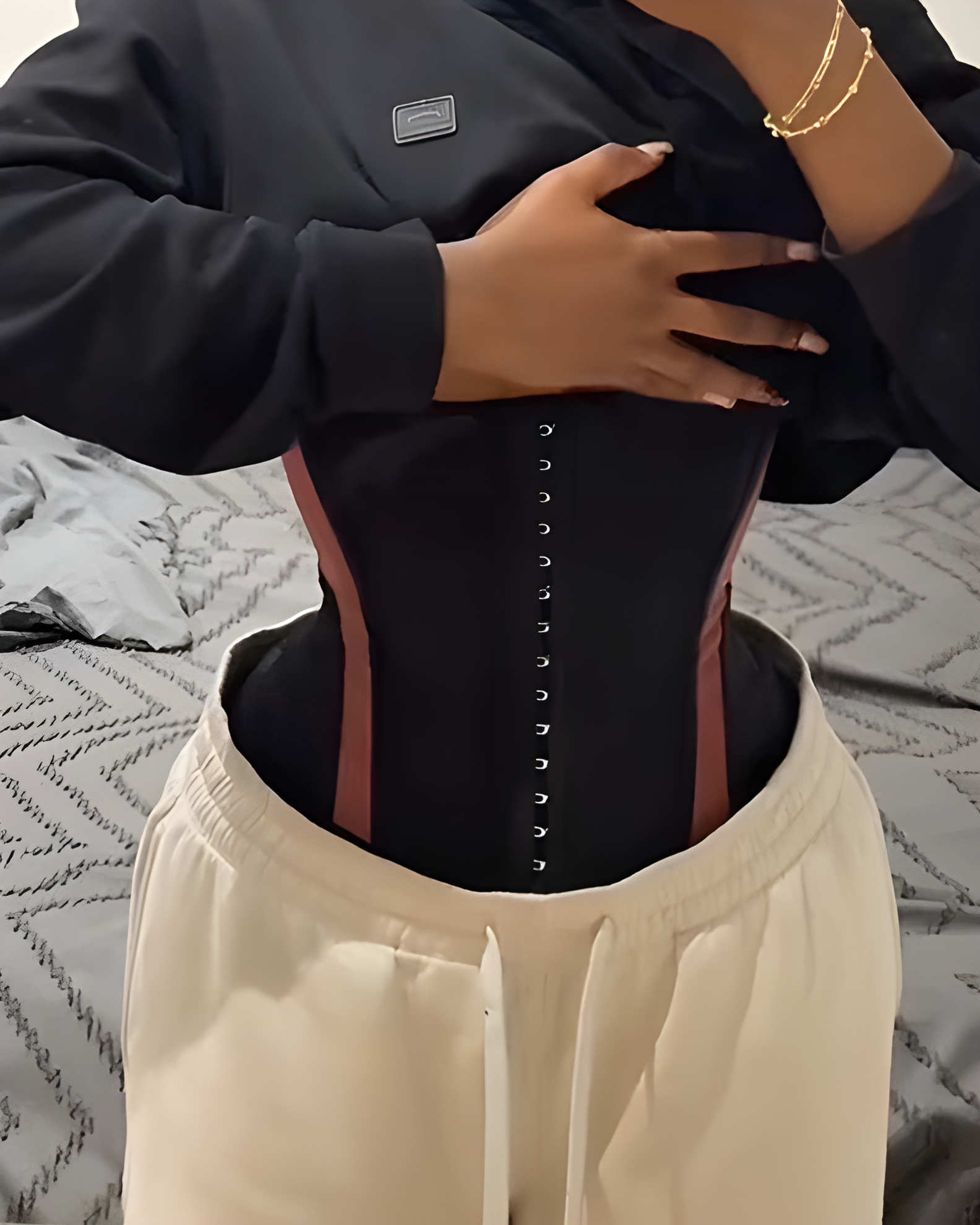 3 Rows Hook and Eye Abdomen Control Waist Trainer Black
