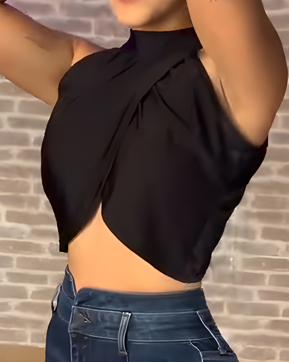 Sexy Halter Neck Irregular Backless Top