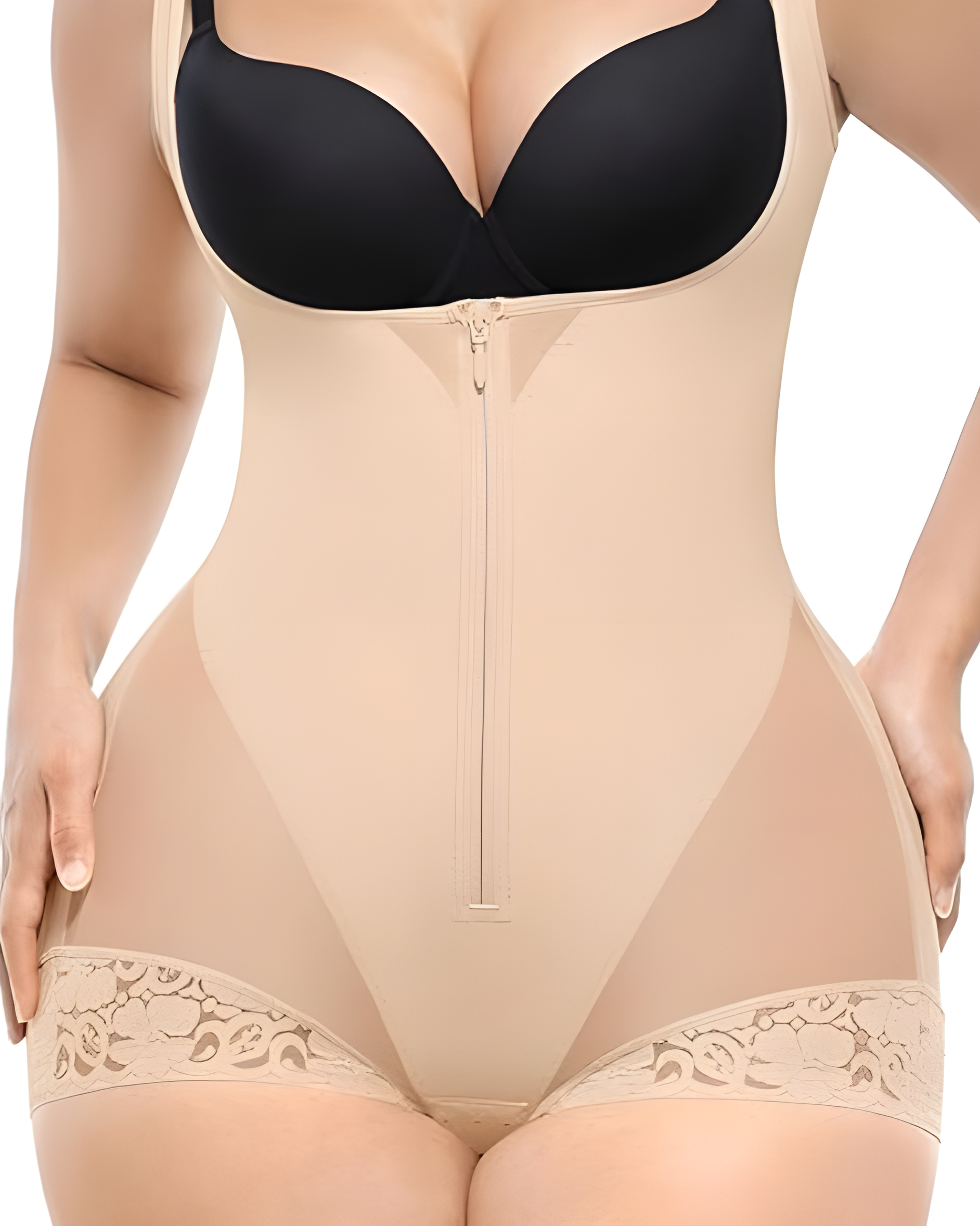 Front Zipper Tummy Shaping Body Shaper Tan