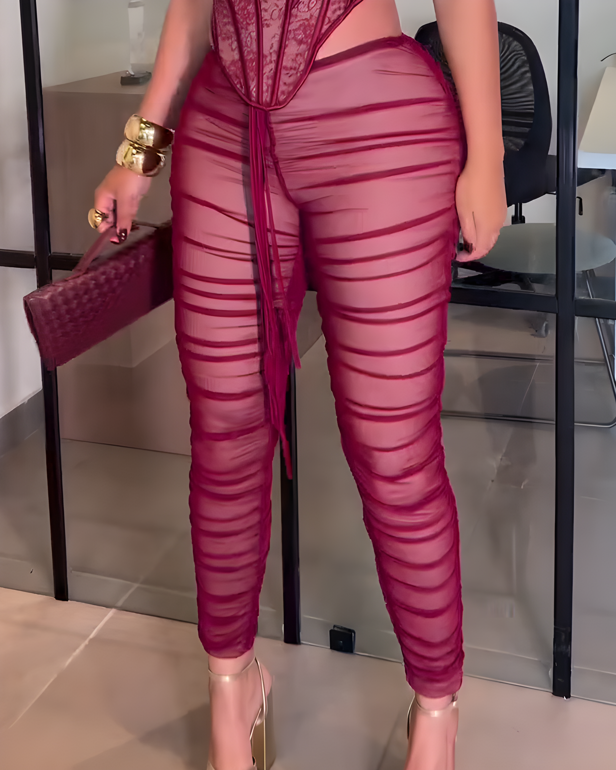 Women's Fashion Mesh Skinny Pants