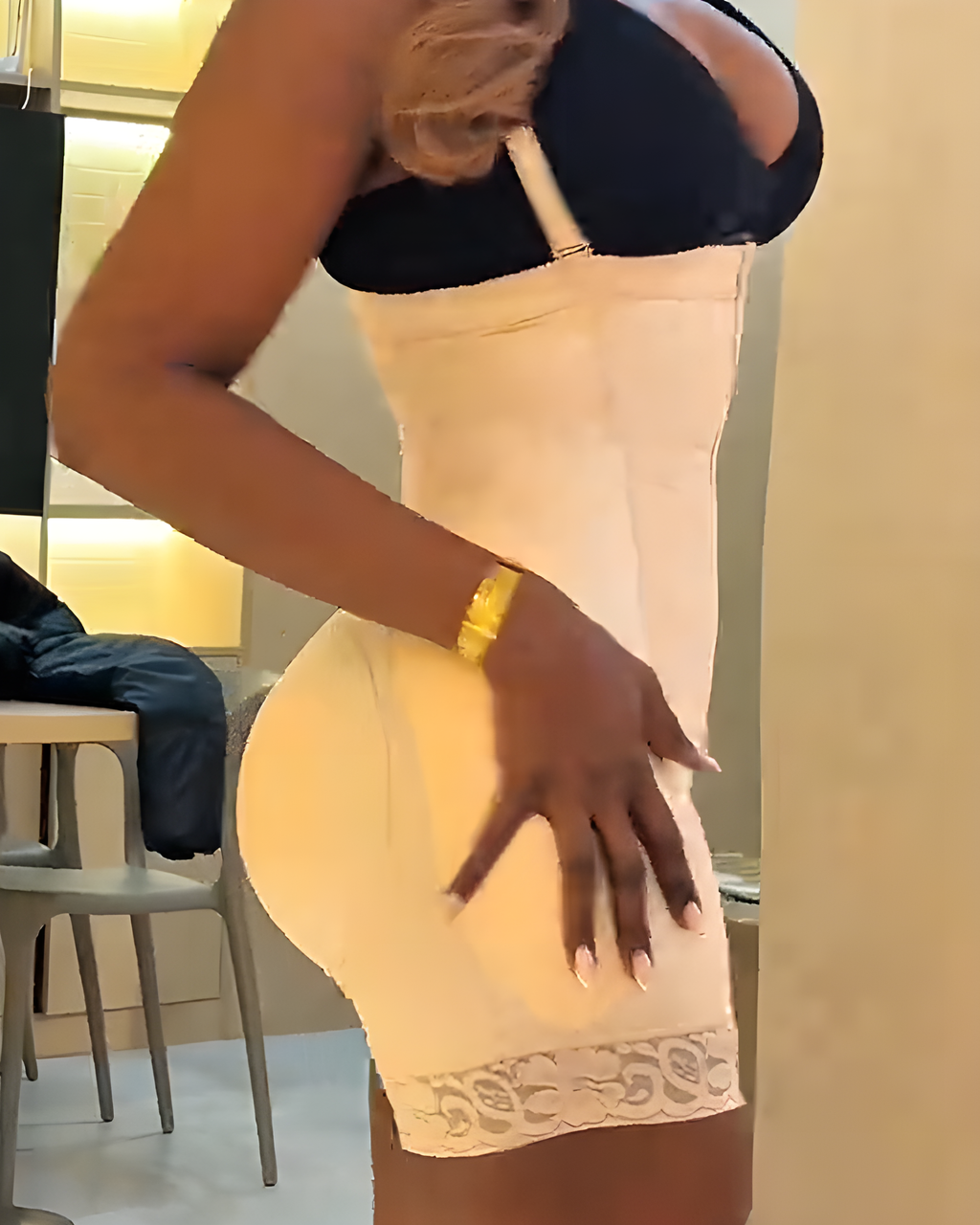 Front Zipper Body Shaper with Hip Pads