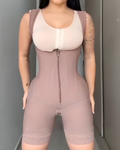 Front Zip Steel Boned Tummy Control Sleeveless Shapewear RosyBrown