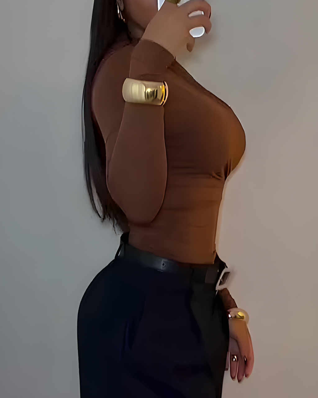 Women's Mesh Ruched Long Sleeve Top