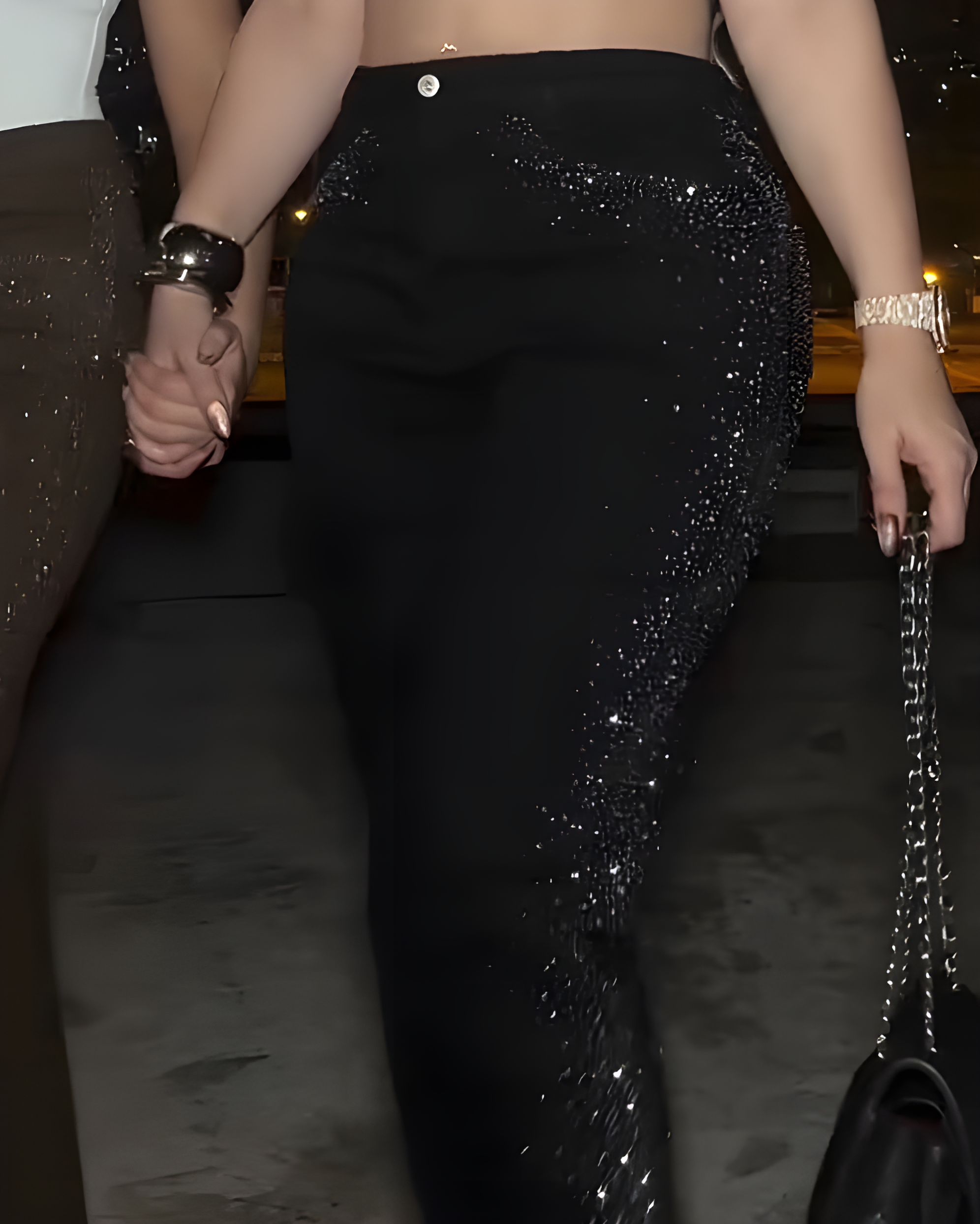 Rhinestone Trim Straight Leg Jeans