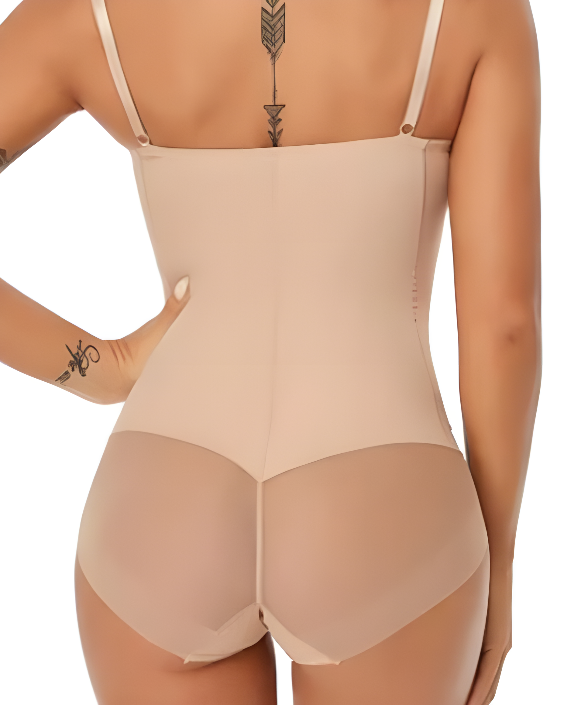 Women's V-Neck Mesh Tummy Control Thong Shaping Bodysuit