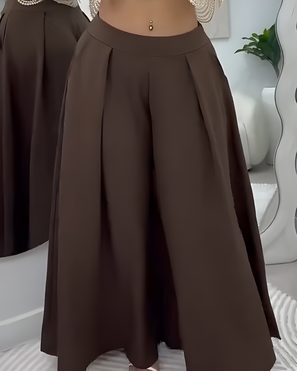 Women's Slim-Fit Wide-Leg Casual Pants Brown