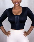 Long Sleeve Shaping Bra with Hook and Eye Black