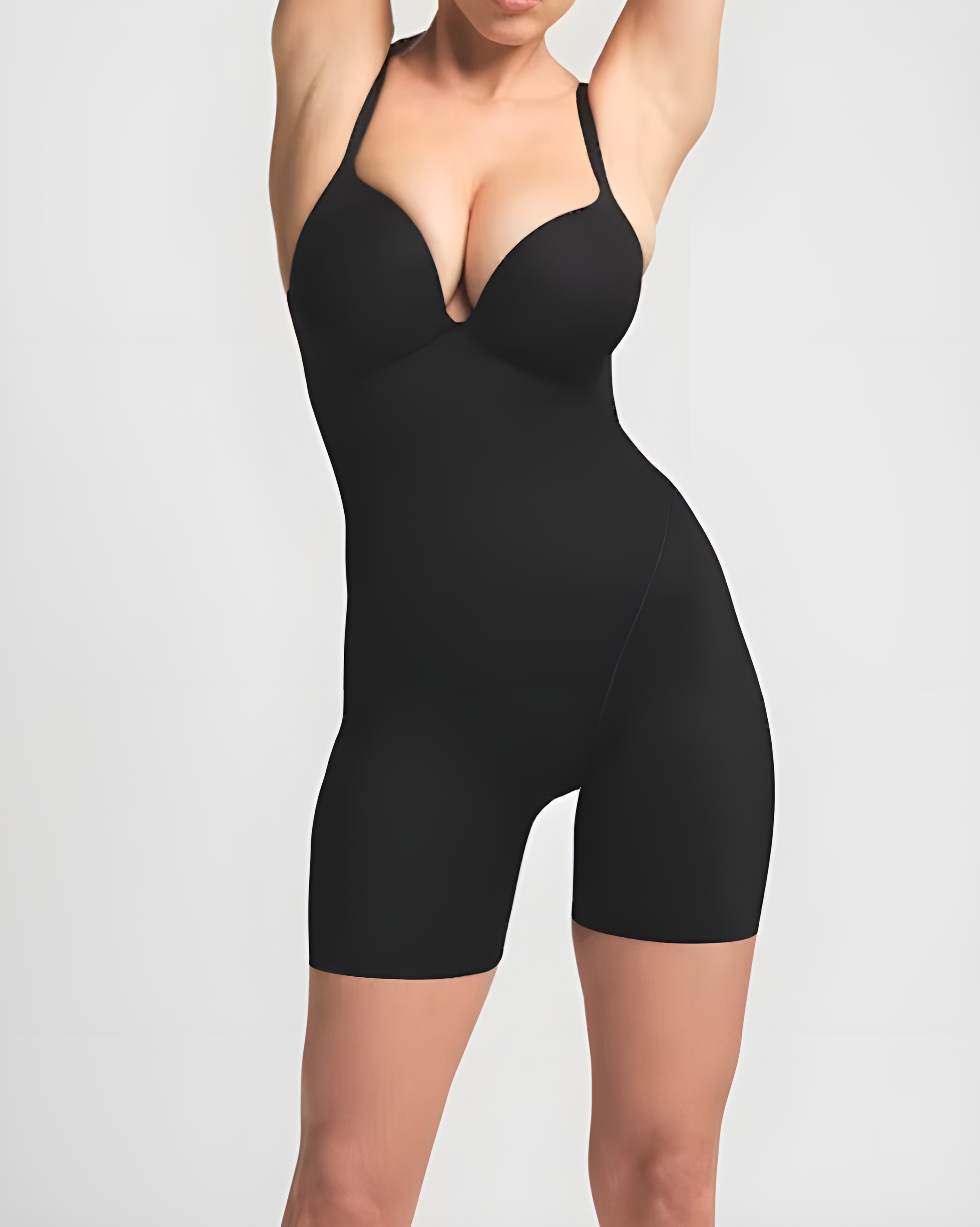 V-Neck Seamless Butt Ehance Shapewear Black