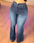 High-Rise Slim-Fit Skinny Flared Jeans Blue