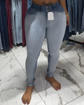 Women's Double-Breasted Button-Down Skinny Jeans Blue