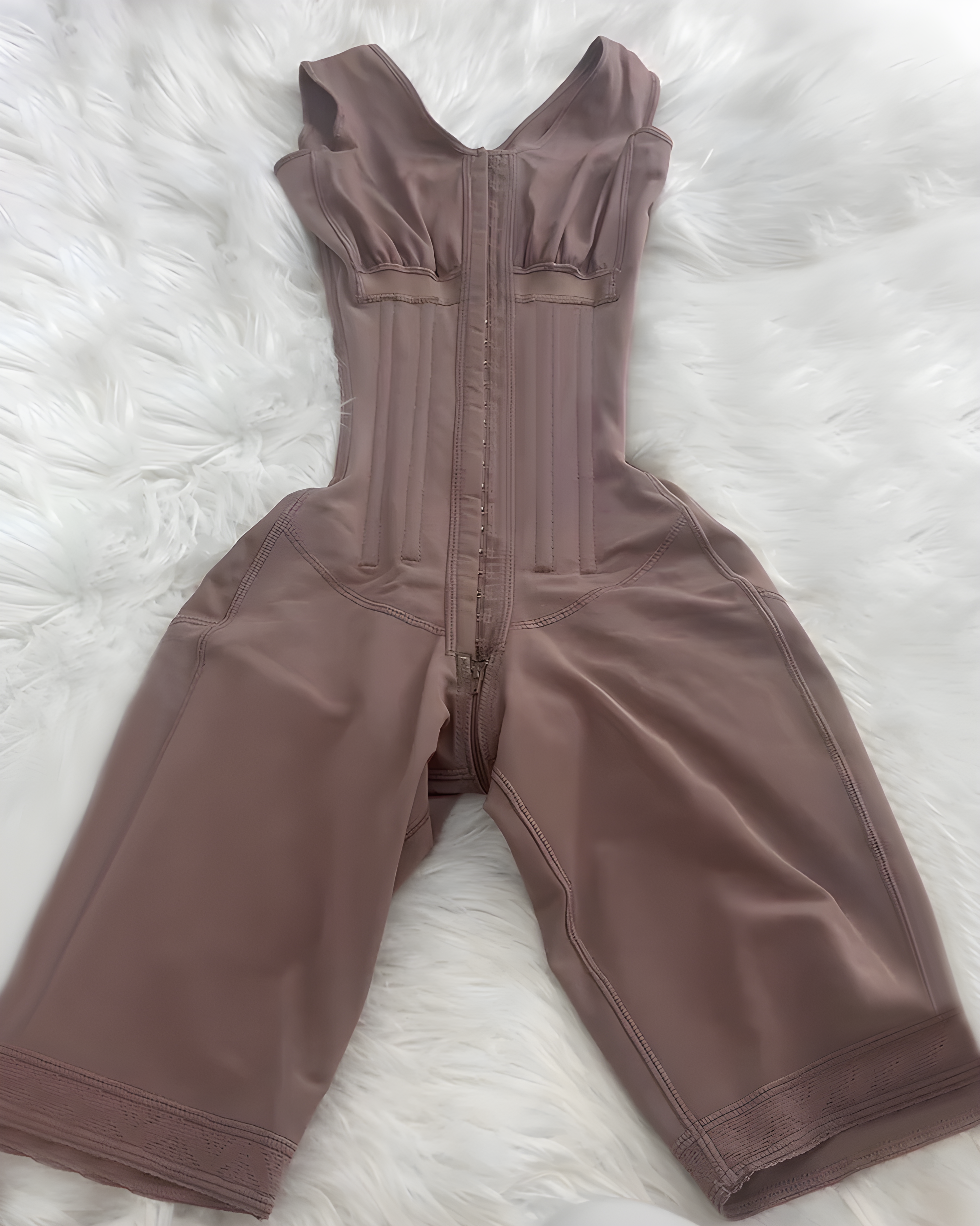Steel Bones Tummy-Control Mid-Length Full Body Shaper RosyBrown