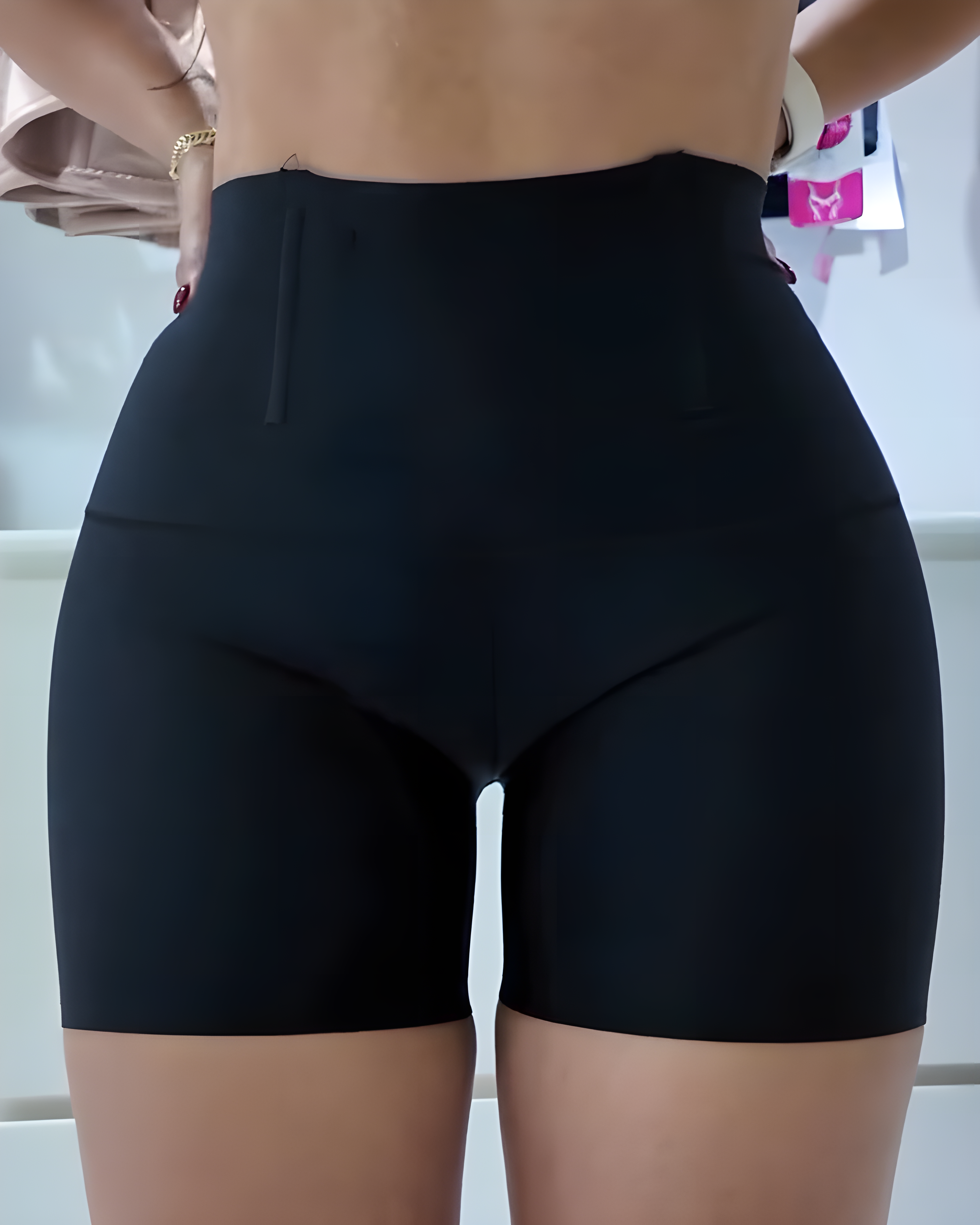 Seamless High Rise Tummy Control Steel Boned Shorts Black