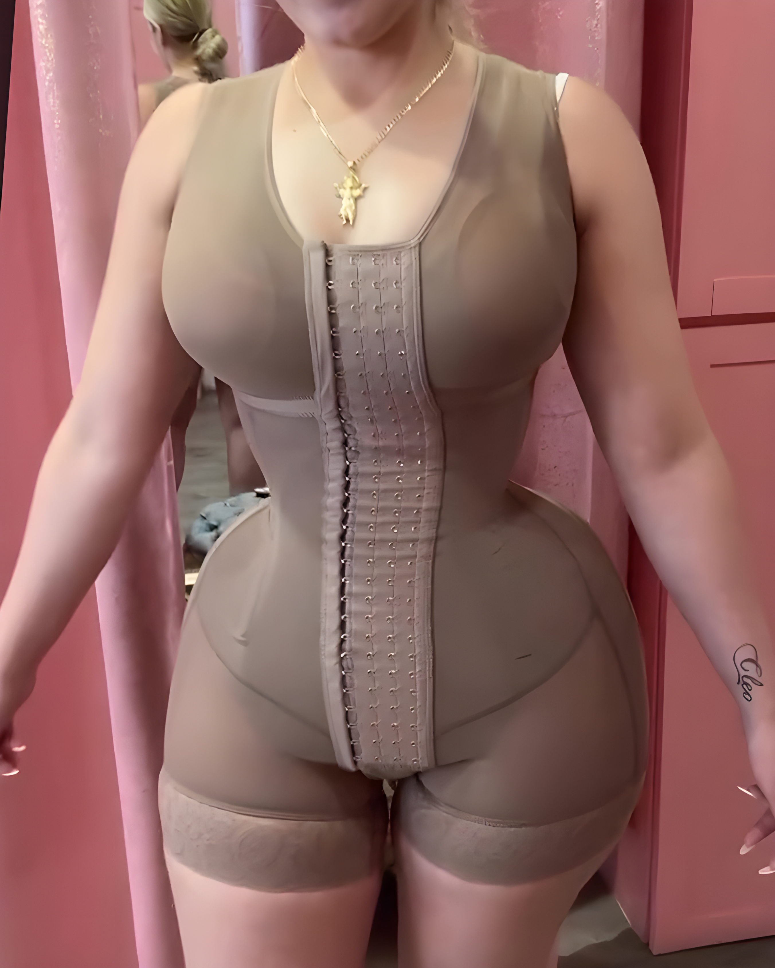 Steel Bone Strong Abdominal Compression Shapewear RosyBrown