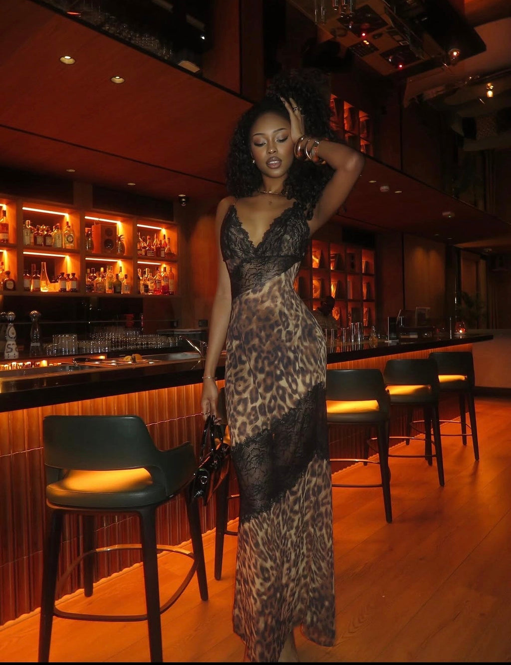 Leopard & Lace Maxi Dress