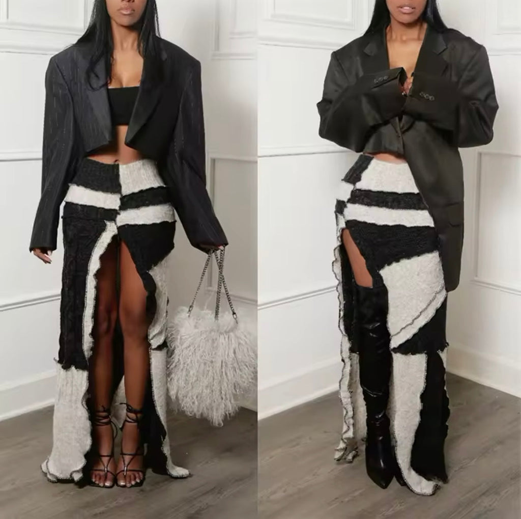 Colour block maxi skirt