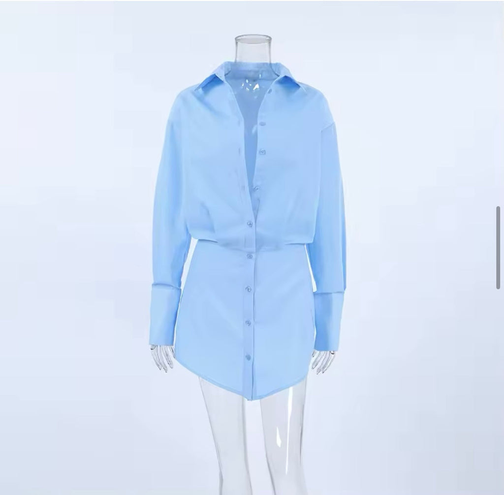Blue shirt dress