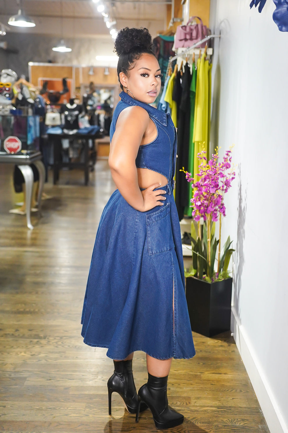 Ariana Denim Maxi Dress