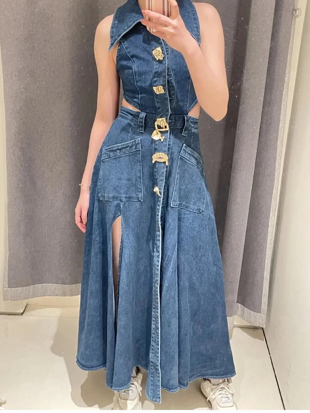 Ariana Denim Maxi Dress Blue