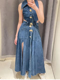 Ariana Denim Maxi Dress Blue