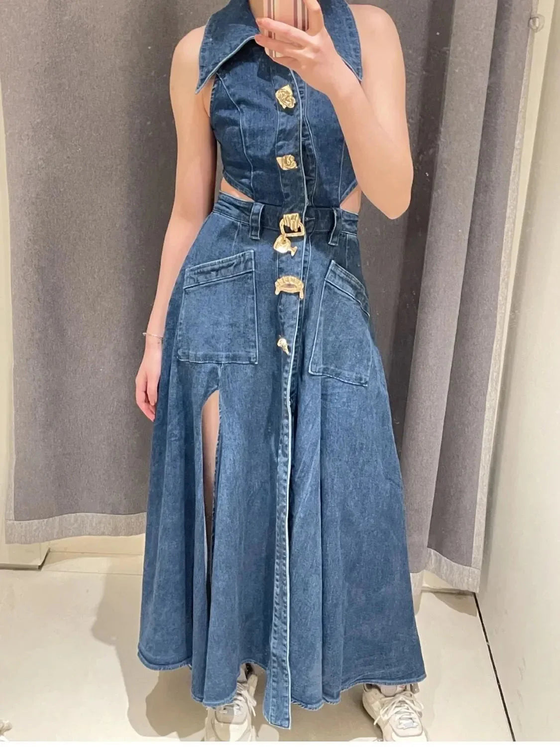 Ariana Denim Maxi Dress Blue