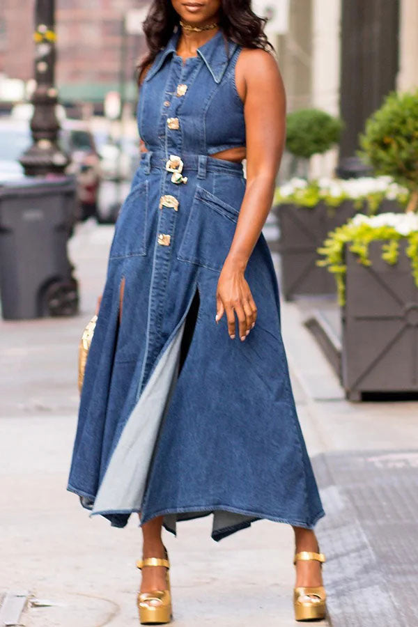 Ariana Denim Maxi Dress