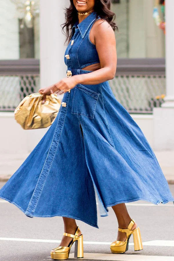 Ariana Denim Maxi Dress