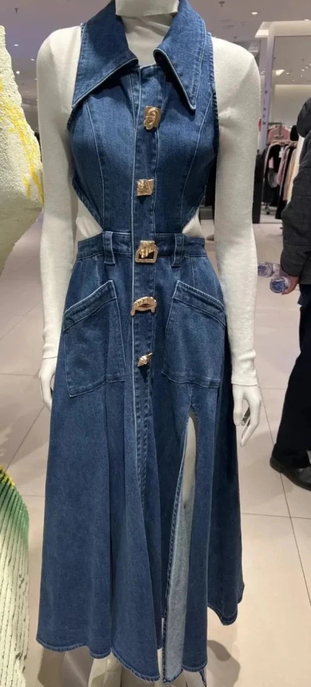 Ariana Denim Maxi Dress