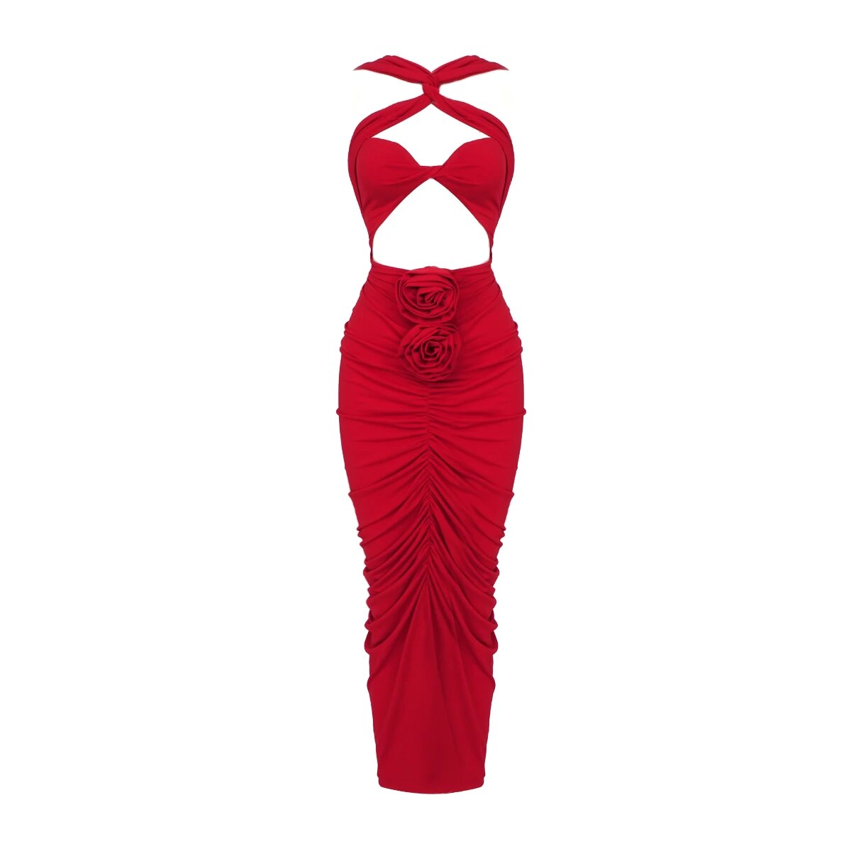 Ayanna Ruched Midi Dress