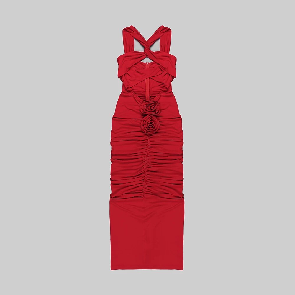 Ayanna Ruched Midi Dress
