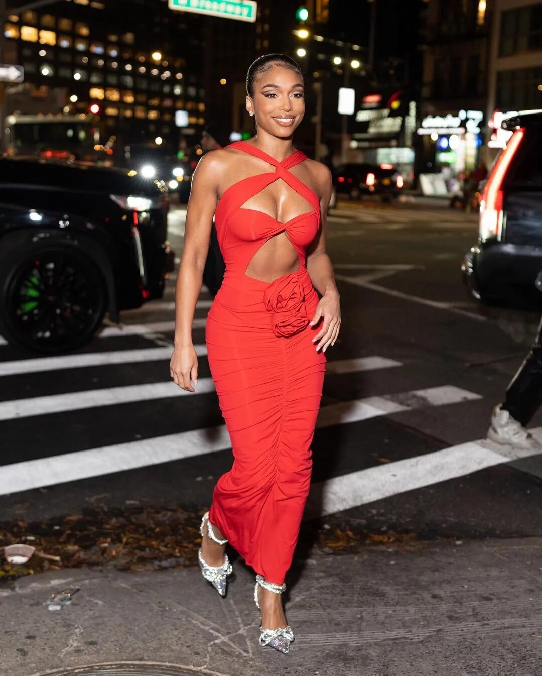 Ayanna Ruched Midi Dress Red