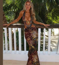 Plunge brown maxi dress
