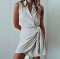 Beige linen dress