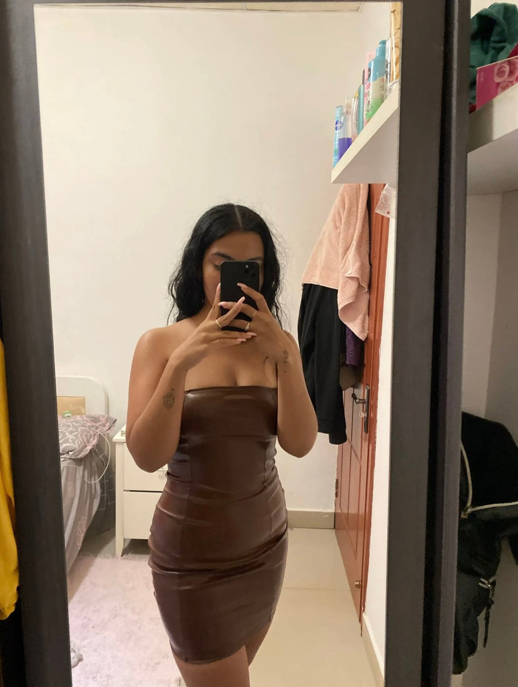 Faux leather dress