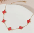 My Lucky Charm Baddie Necklace and Earrings Set Red Gold