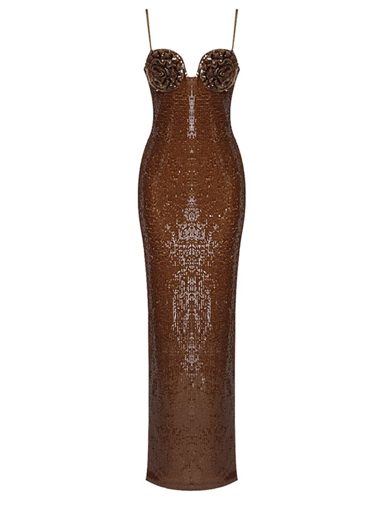 Bailey Elegant Sequin Maxi Dress Auburn