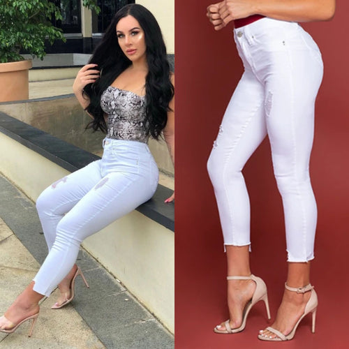 Bella High Rise Jeans- White