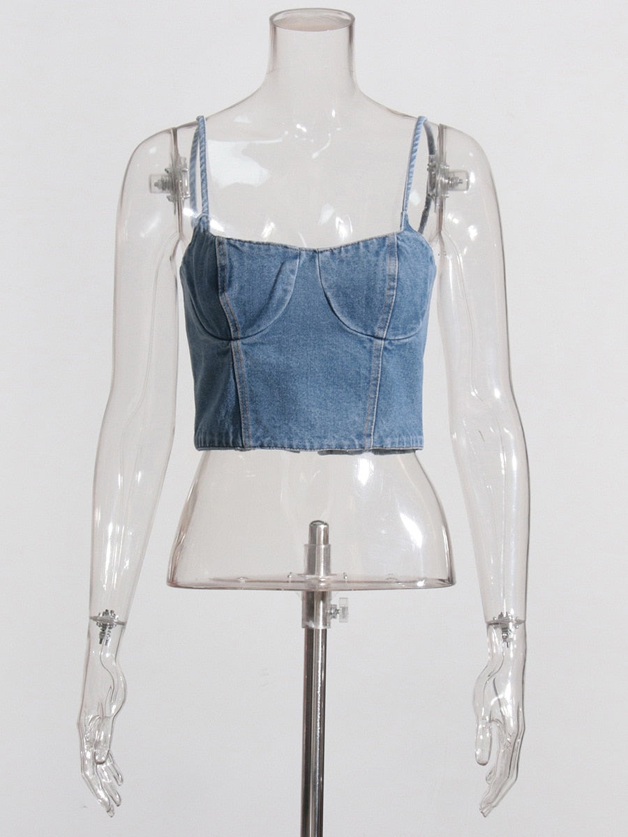 Bloom Asymmetric Denim Skirt blue tops
