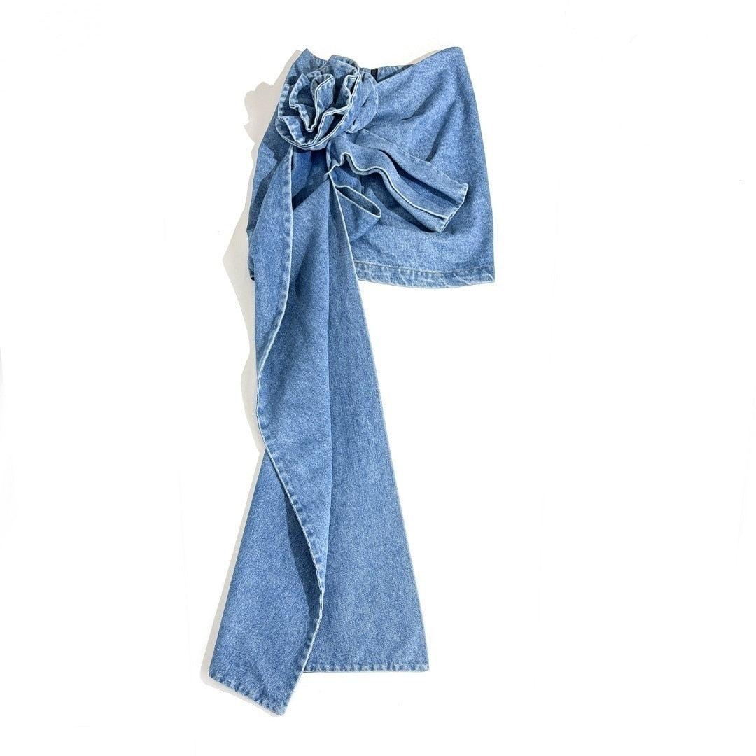 Bloom Asymmetric Denim Skirt