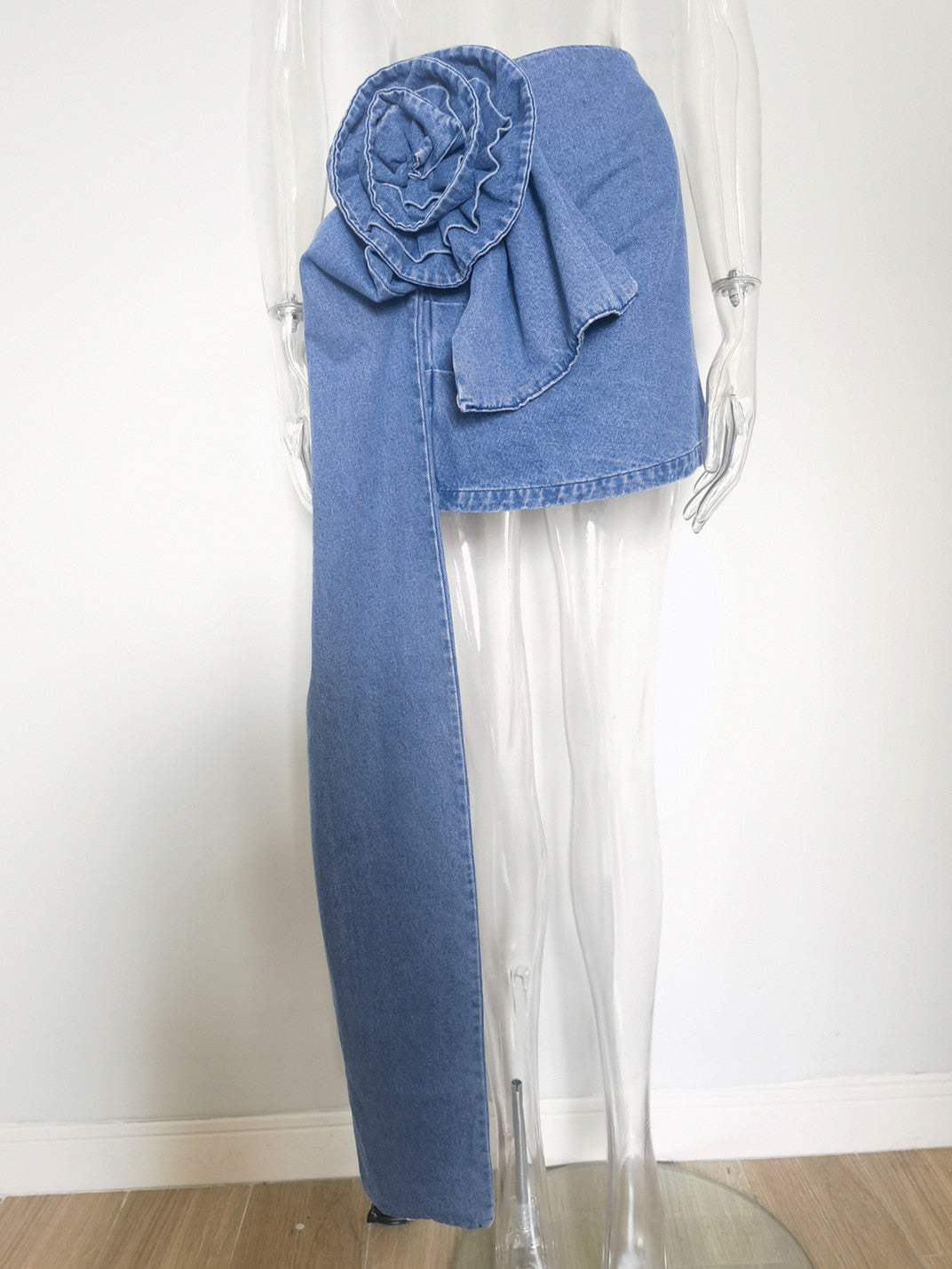 Bloom Asymmetric Denim Skirt Blue skirt