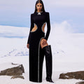 Brenda Cutout Black Beaded Maxi Dress Black