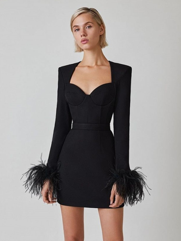 Brenda Feather Bandage Mini Dress
