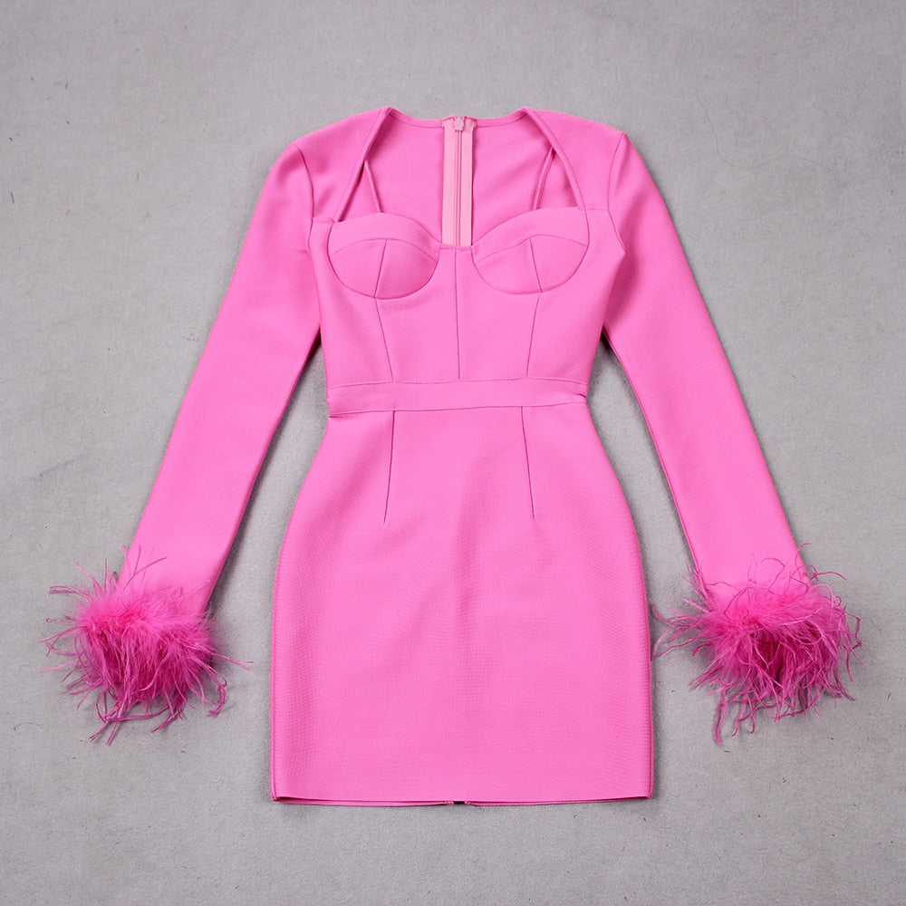 Brenda Feather Bandage Mini Dress