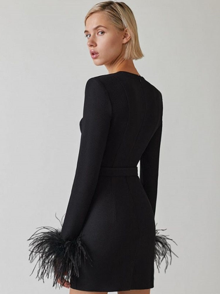 Brenda Feather Bandage Mini Dress