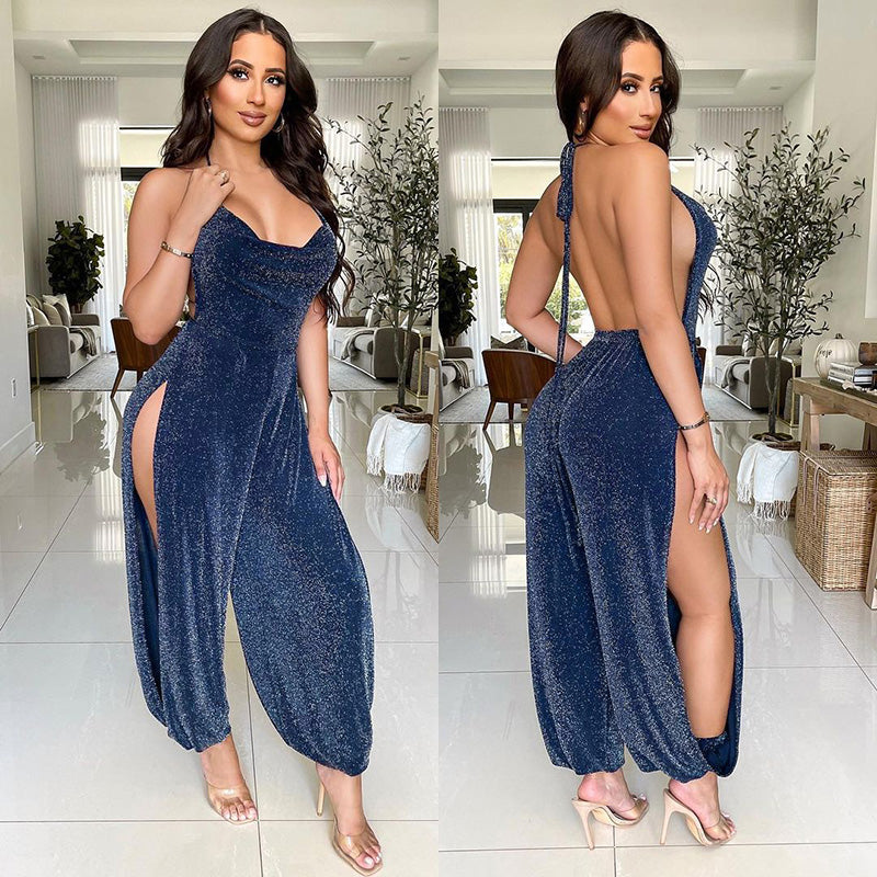 Bright Silk Jumpsuit Blue