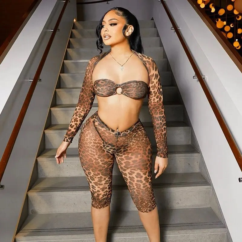 Yaris Leopard Print Three Piece Set